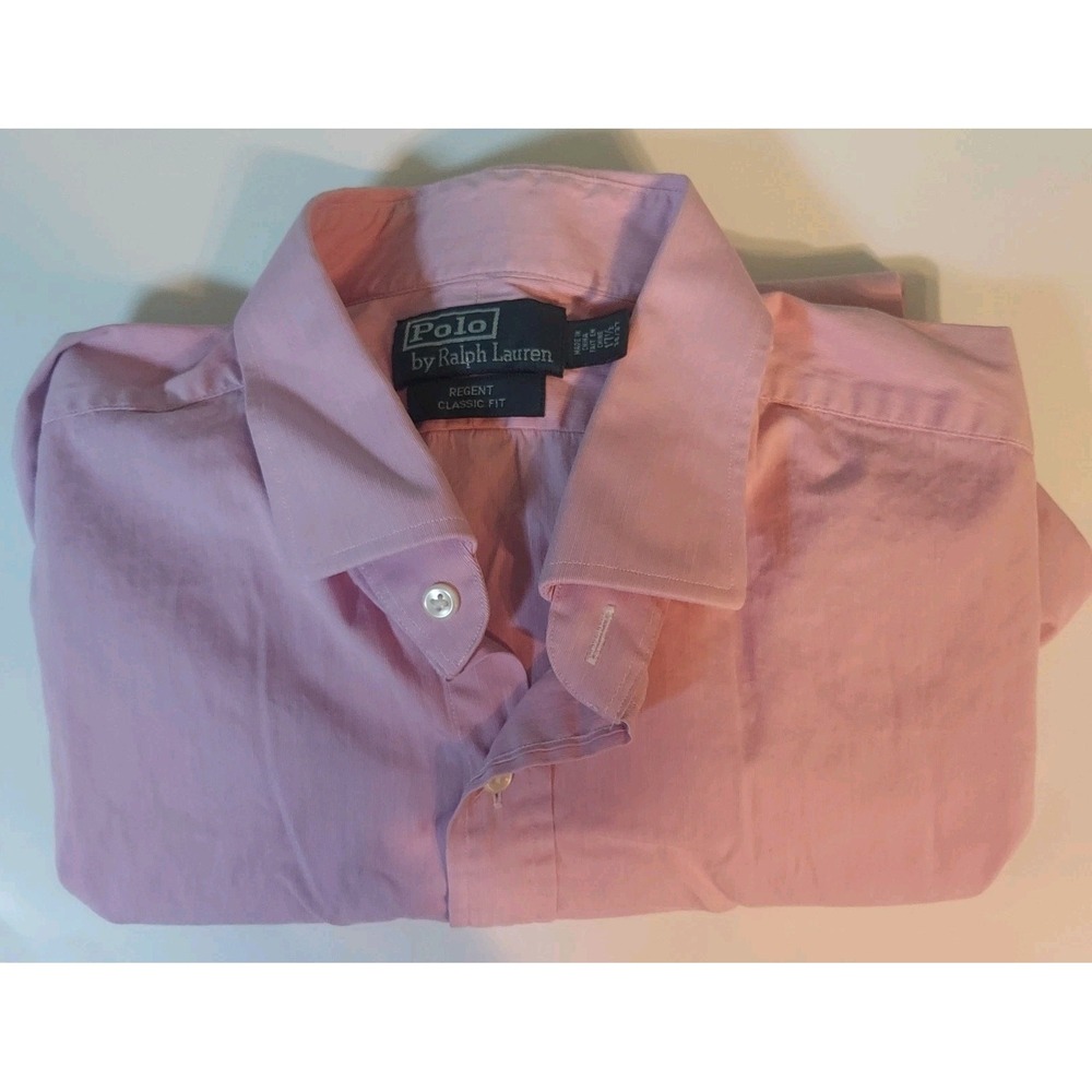 Polo Ralph Lauren Shirt Mens 17 1/2 Pink Dress Button Up Long Sleeve Shirt Read!